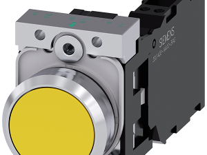 pulsador, 22 mm, redondo, metal, brillante, amaril (3SU1150-0AB30-3FA0)