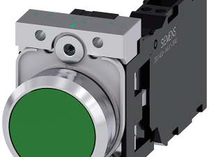 pulsador, 22 mm, redondo, metal, brillante, verde, (3SU1150-0AB40-3FA0)