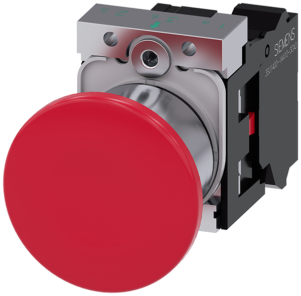 pulsador de seta, 22 mm, redondo, metal, brillante (3SU1150-1BA20-3CA0)