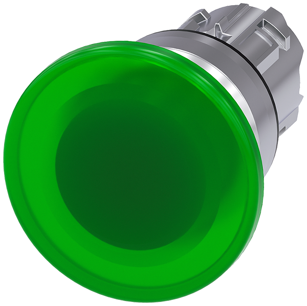 pulsador de seta iluminado, 22 mm, redondo, metal, (3SU1051-1BD40-0AA0)