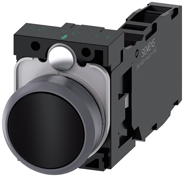 pulsador, 22 mm, redondo, plástico con anillo fron (3SU1130-0AB10-1FA0)