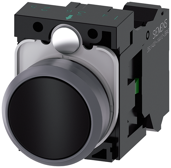 pulsador, 22 mm, redondo, plástico con anillo fron (3SU1130-0AB10-3BA0)