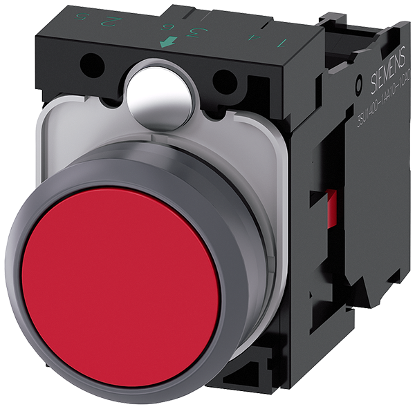 pulsador, 22 mm, redondo, plástico con anillo fron (3SU1130-0AB20-1CA0)