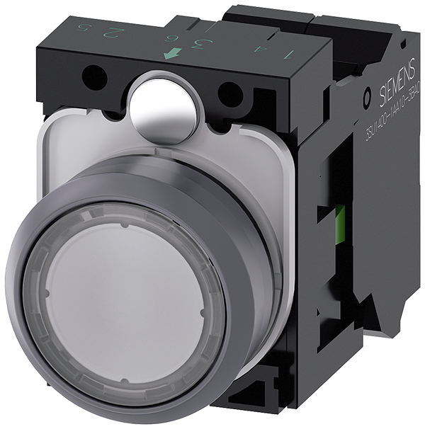 pulsador luminoso, 22 mm, redondo, plástico con an (3SU1132-0AB70-3BA0)