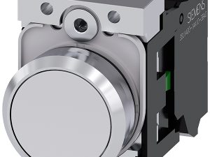 pulsador, 22 mm, redondo, metal, brillante, blanco (3SU1150-0AB60-3BA0)