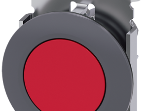 pulsador, 30 mm, redondo, metal, mate, rojo, anill (3SU1060-0JA20-0AA0)