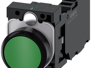 pulsador, 22 mm, redondo, plástico, verde, botón, (3SU1100-0AB40-1FA0)