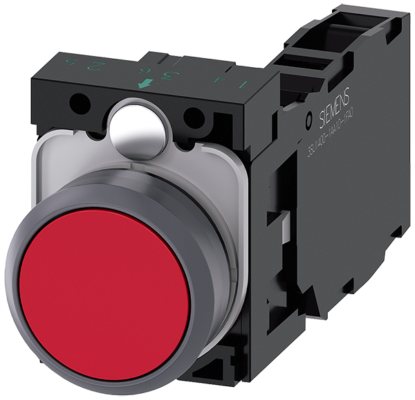 pulsador, 22 mm, redondo, plástico con anillo fron (3SU1130-0AB20-1FA0)