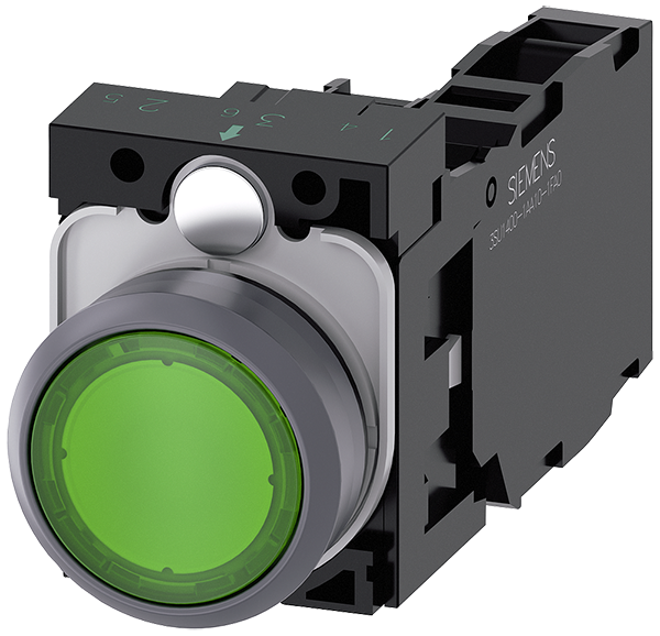 pulsador luminoso, 22 mm, redondo, plástico con an (3SU1133-0AB40-1FA0)