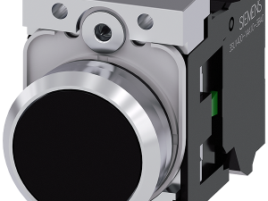 pulsador, 22 mm, redondo, metal, brillante, negro, (3SU1150-0AB10-3BA0)