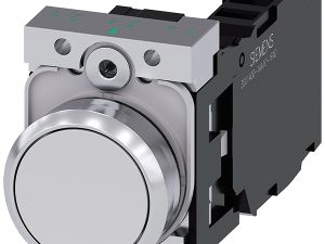 pulsador, 22 mm, redondo, metal, brillante, blanco (3SU1150-0AB60-1FA0)