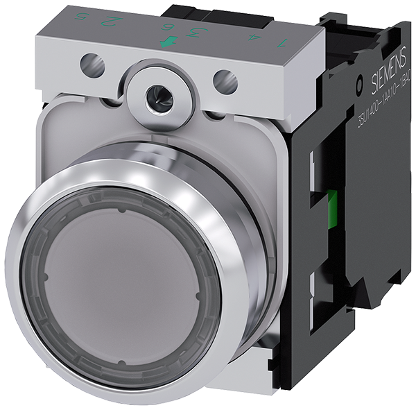 pulsador, 22 mm, redondo, metal, brillante, transp (3SU1150-0AB70-1BA0)