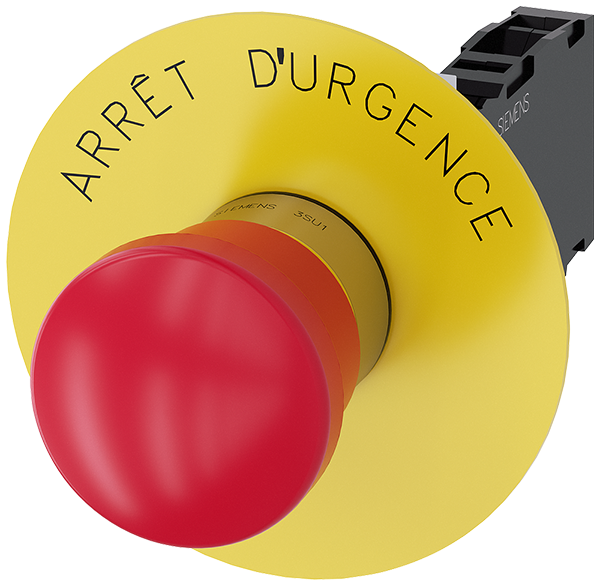 Pulsador de seta de parada de emergencia, 22 mm, r (3SU1150-1HA20-1FJ0)