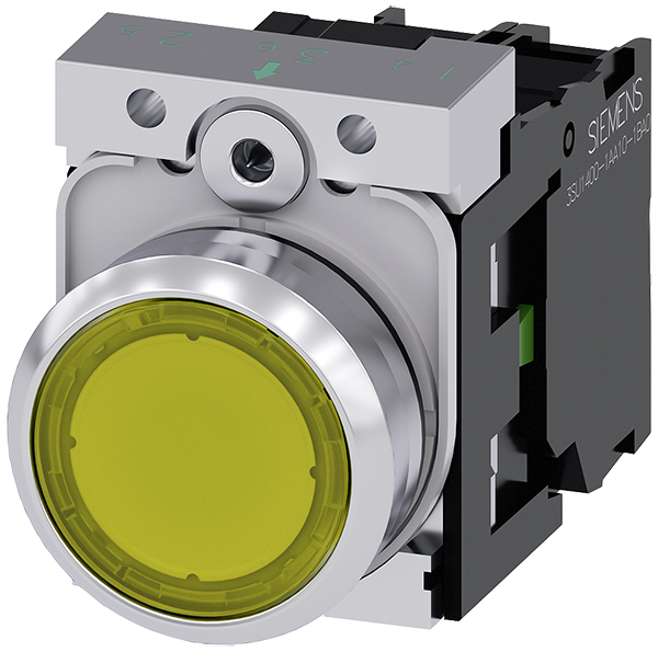 pulsador luminoso, 22 mm, redondo, metal, brillant (3SU1152-0AB30-1BA0)