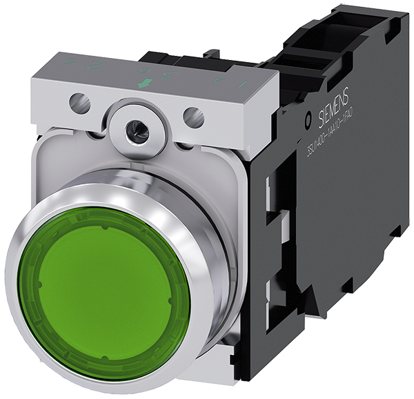 pulsador luminoso, 22 mm, redondo, metal, brillant (3SU1153-0AB40-1FA0)