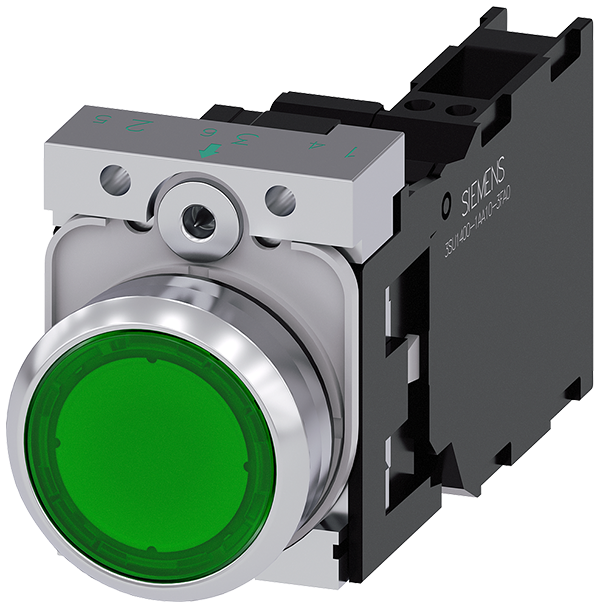 pulsador luminoso, 22 mm, redondo, metal, brillant (3SU1153-0AB40-3FA0)