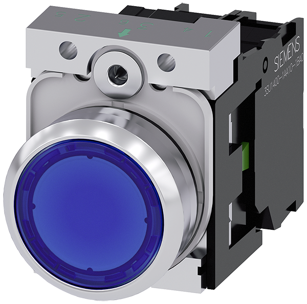 pulsador luminoso, 22 mm, redondo, metal, brillant (3SU1153-0AB50-1BA0)