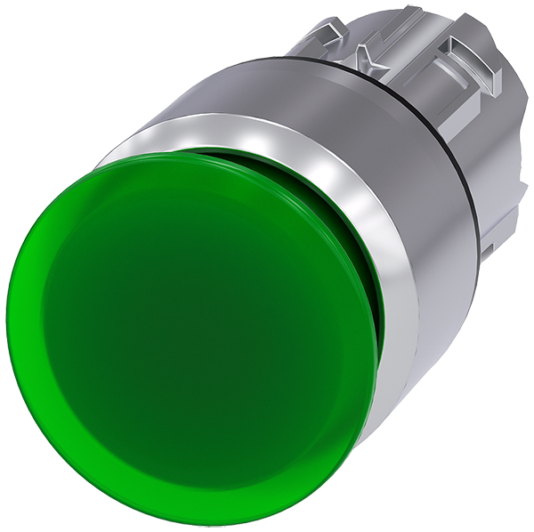 pulsador de seta iluminado, 22 mm, redondo, metal, (3SU1051-1AA40-0AA0)