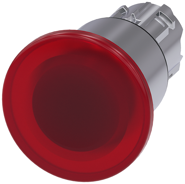 pulsador de seta iluminado, 22 mm, redondo, metal, (3SU1051-1EA20-0AA0)