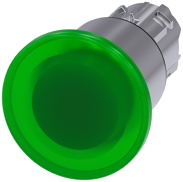 pulsador de seta iluminado, 22 mm, redondo, metal, (3SU1051-1EA40-0AA0)