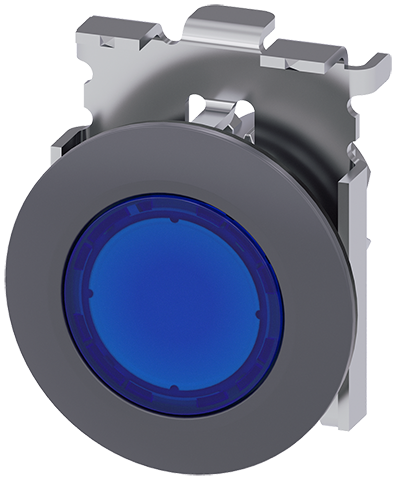 pulsador luminoso, 30 mm, redondo, metal, mate, az (3SU1061-0JA50-0AA0)