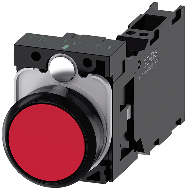 pulsador, 22 mm, redondo, plástico, rojo, botón, r (3SU1100-0AB20-3FA0)