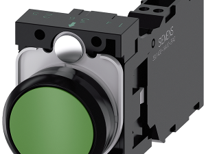 pulsador, 22 mm, redondo, plástico, verde, botón, (3SU1100-0AB40-3FA0)