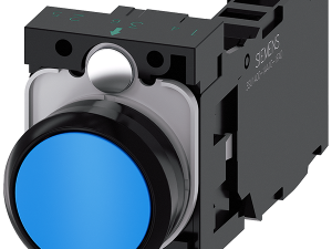 pulsador, 22 mm, redondo, plástico, azul, botón, r (3SU1100-0AB50-1FA0)