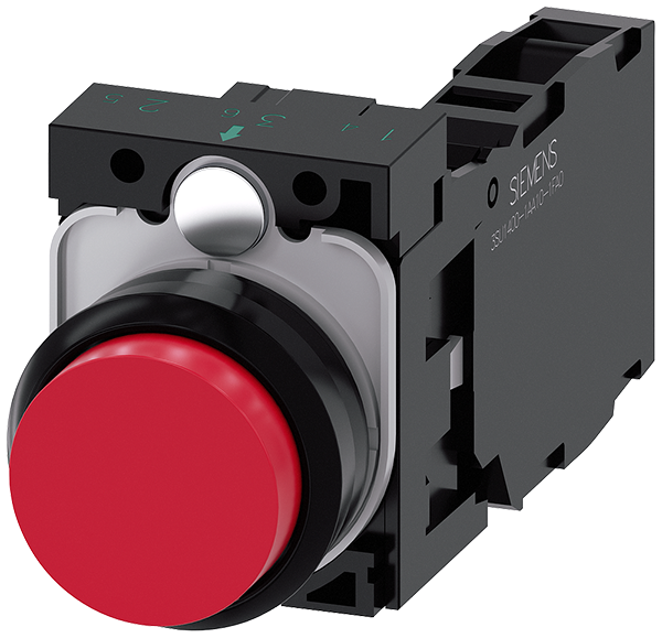 pulsador, 22 mm, redondo, plástico, rojo, botón, s (3SU1100-0BB20-1FA0)