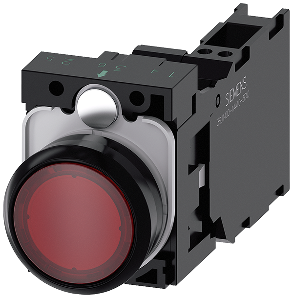 pulsador luminoso, 22 mm, redondo, plástico, rojo, (3SU1102-0AB20-3FA0)