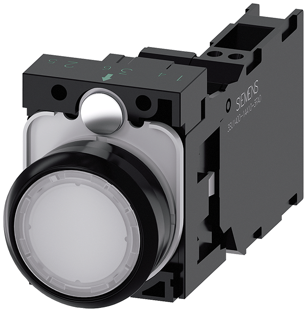 pulsador luminoso, 22 mm, redondo, plástico, blanc (3SU1102-0AB60-3FA0)