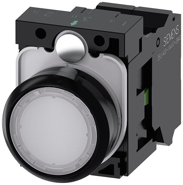 pulsador luminoso, 22 mm, redondo, plástico, blanc (3SU1103-0AB60-3BA0)