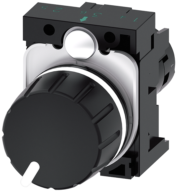 potenciómetro, compacto, 22 mm, redondo, plástico, (3SU1200-2PW10-1AA0)