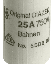 elemento fusible DIAZED 750V protección de instala (5SD601)