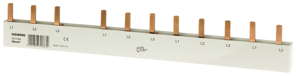 embarrado clavija, 16 mm2 conexión: 3 fases/+ 8x f (5ST3654)