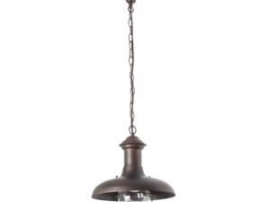 Lámpara colgante para exterior de acero y cristal grande